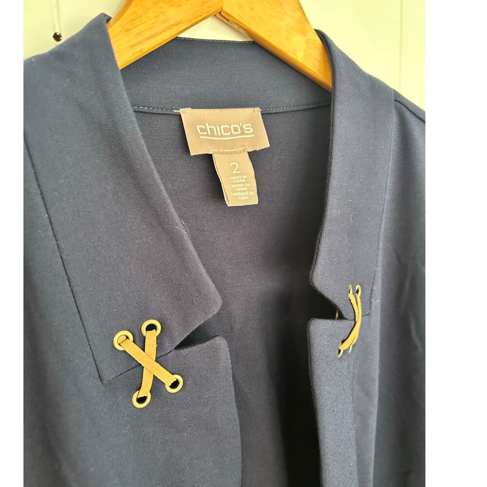 Chico's Nautical Blazer with Faux Leather Detail XC Size 6-8 Chico's 2 Fast Ship
